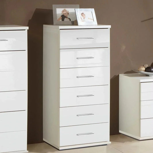 White Chest of Drawers CALLISTO Tallboy Medium Chest, 6 Drawers