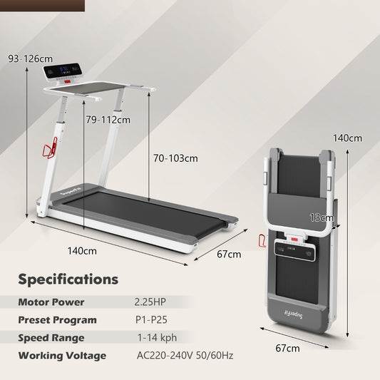 Max 2.25 HP Walking Running Jogging Exercise Machine with LED Display-Silver