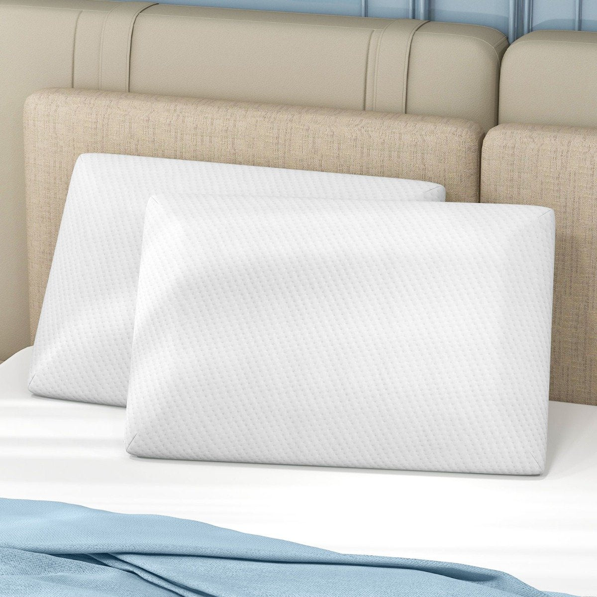 Gel Memory Foam Pillow Set of 2 with Detachable and Machine-washable Pillowcase