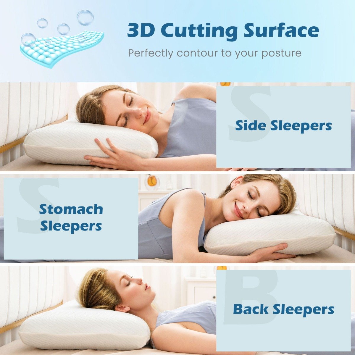 Gel Memory Foam Pillow Set of 2 with Detachable and Machine-washable Pillowcase