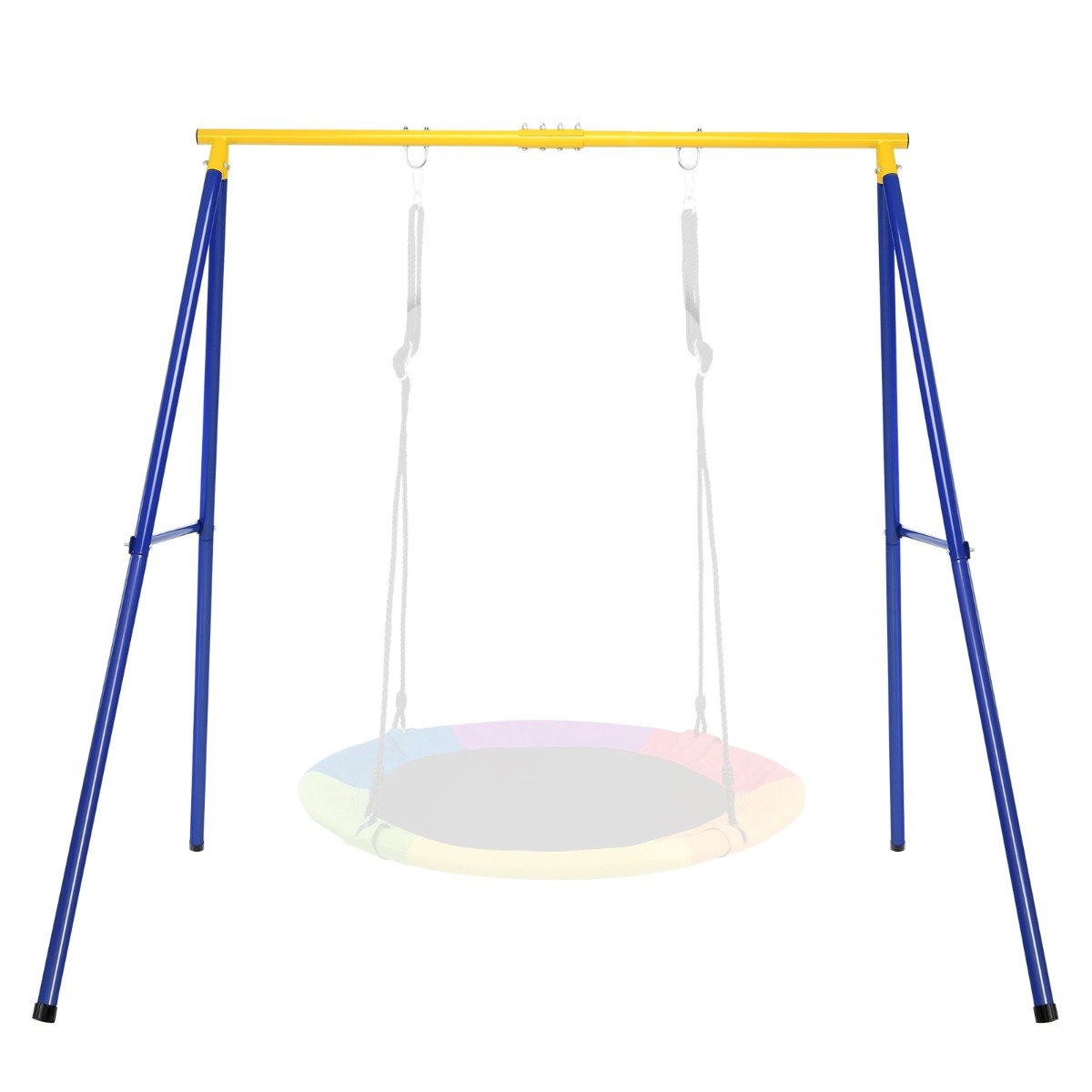 Zestaw huśtawek Saucer z metalową ramą i gwoździami szlifowanymi do Garden Park-niebieski i żółty