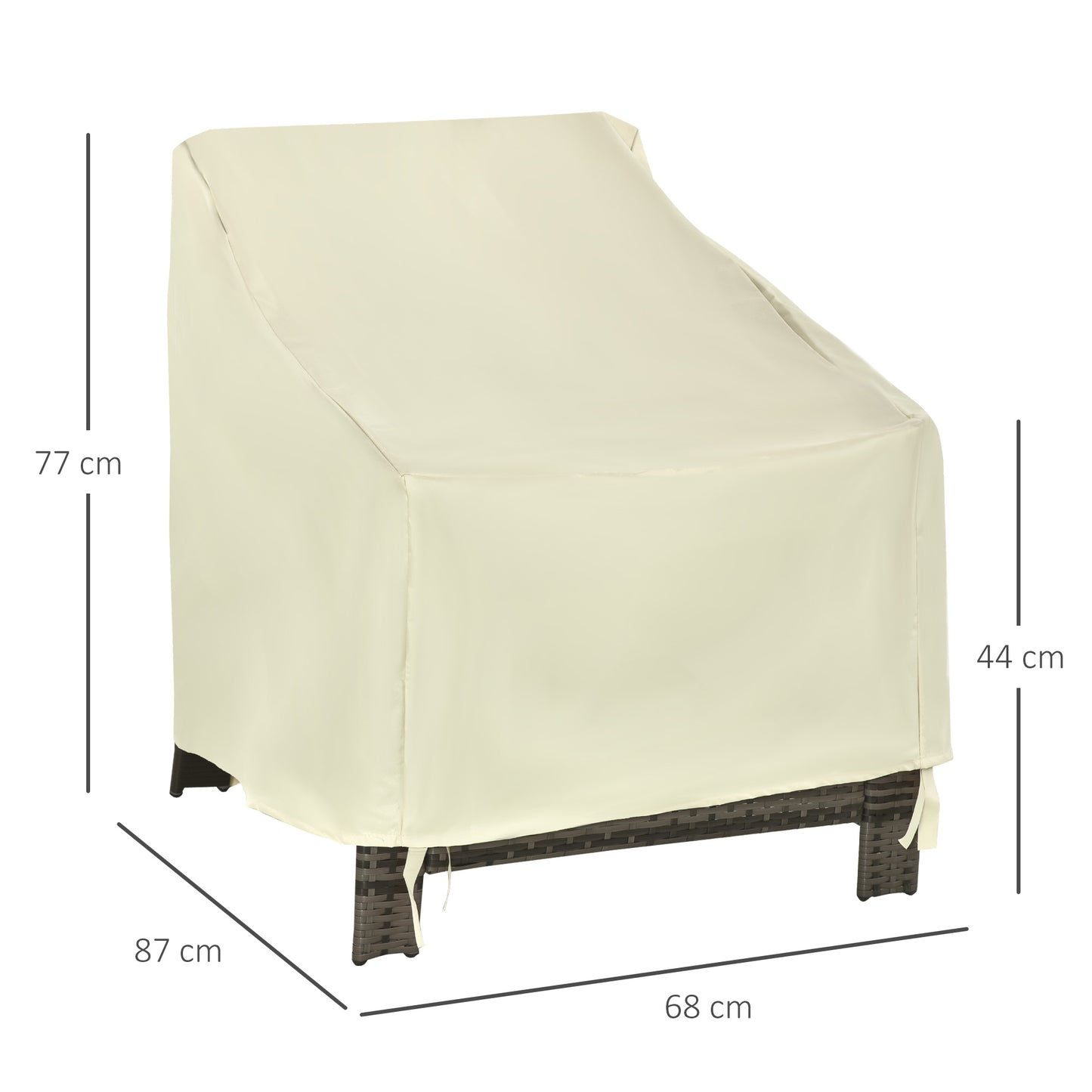 Outsunny 600D Oxford Cloth Pokrowiec na meble Pojedyncze krzesło Ogrodowe Patio Zewnętrzne Ochraniacz Wodoodporny 68x87x44-77cm