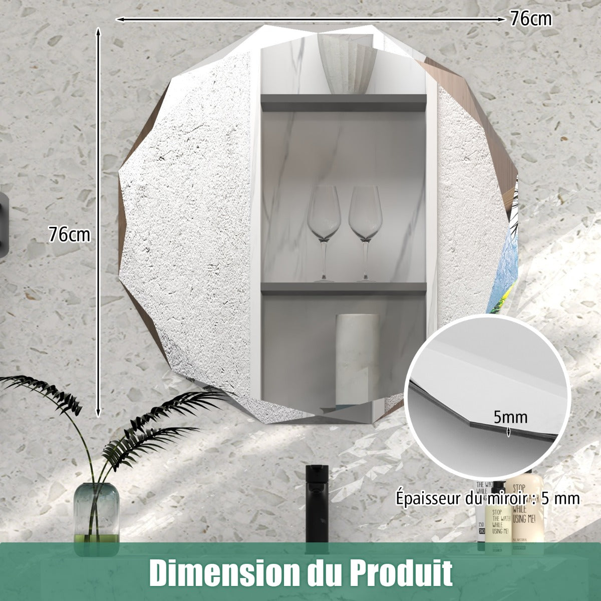 Premium Silver Polished Frameless Wall Mount Mirror