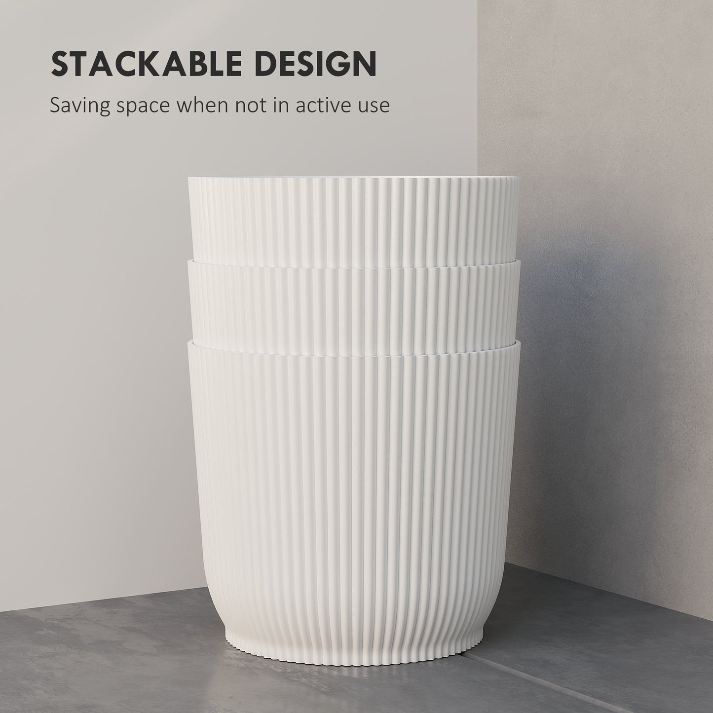 Outsunny Set of Three Ф22cm Planters - White