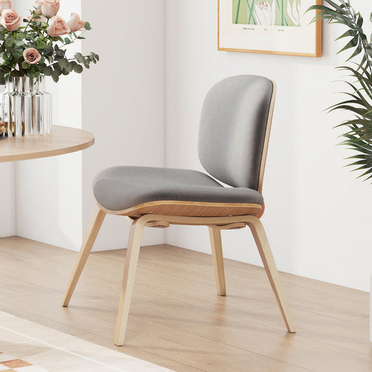Modern Accent Chair with Curved Backrest and Padded Seat-Oak