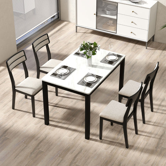 Modern Dining Chairs Set of 4 Upholstered Armless Accent Side Chairs-Black-Set of 4
