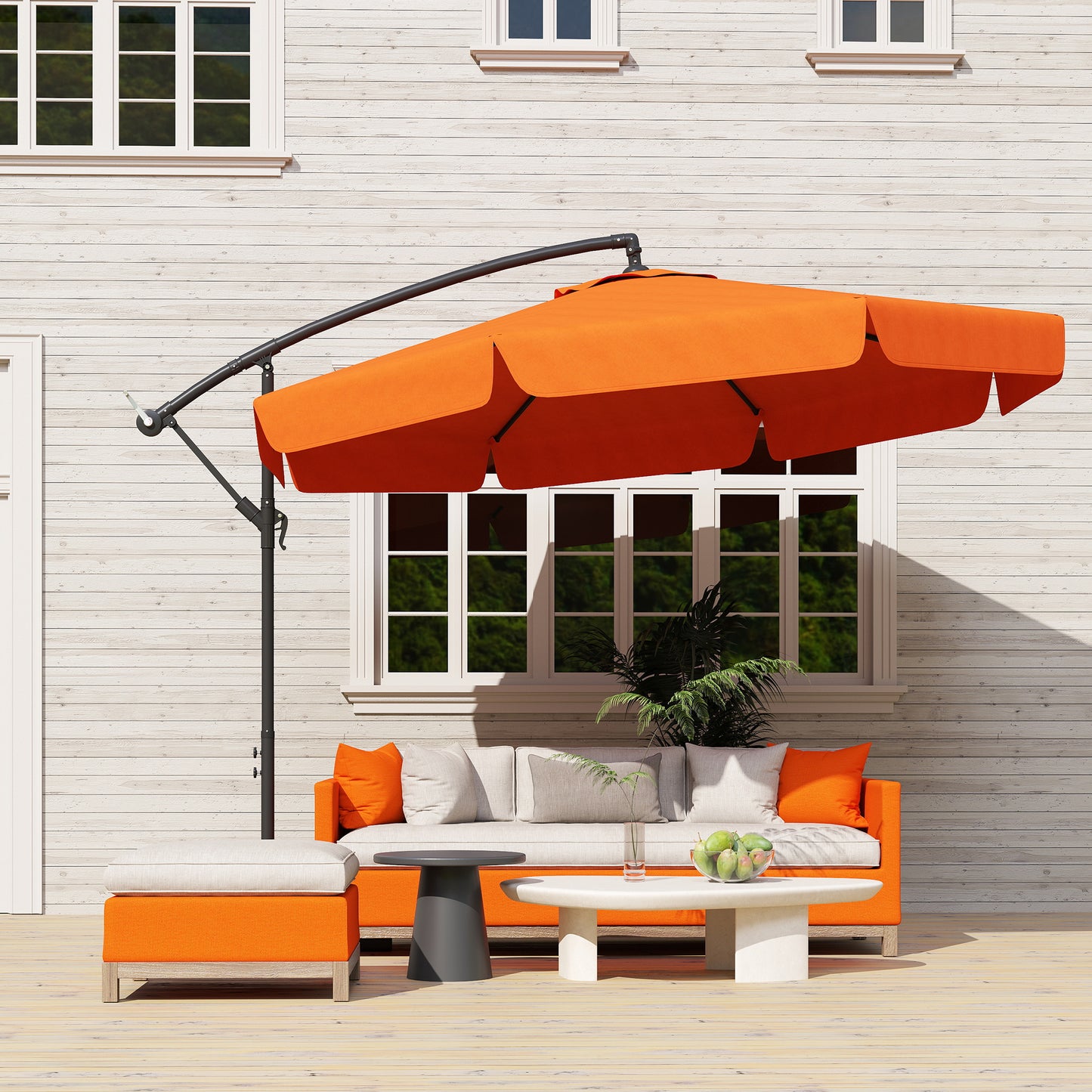 Outsunny 2,7m Garden Cantilever Banana Parasol - Pomarańczowy
