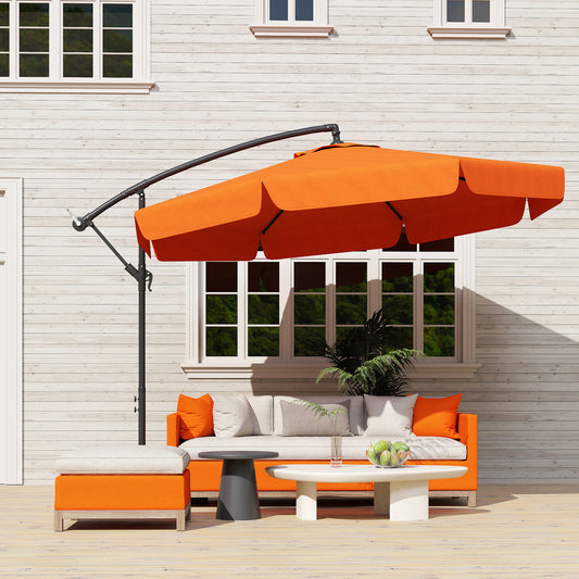 Outsunny 2.7m Garden Cantilever Banana Parasol in Orange, image 2