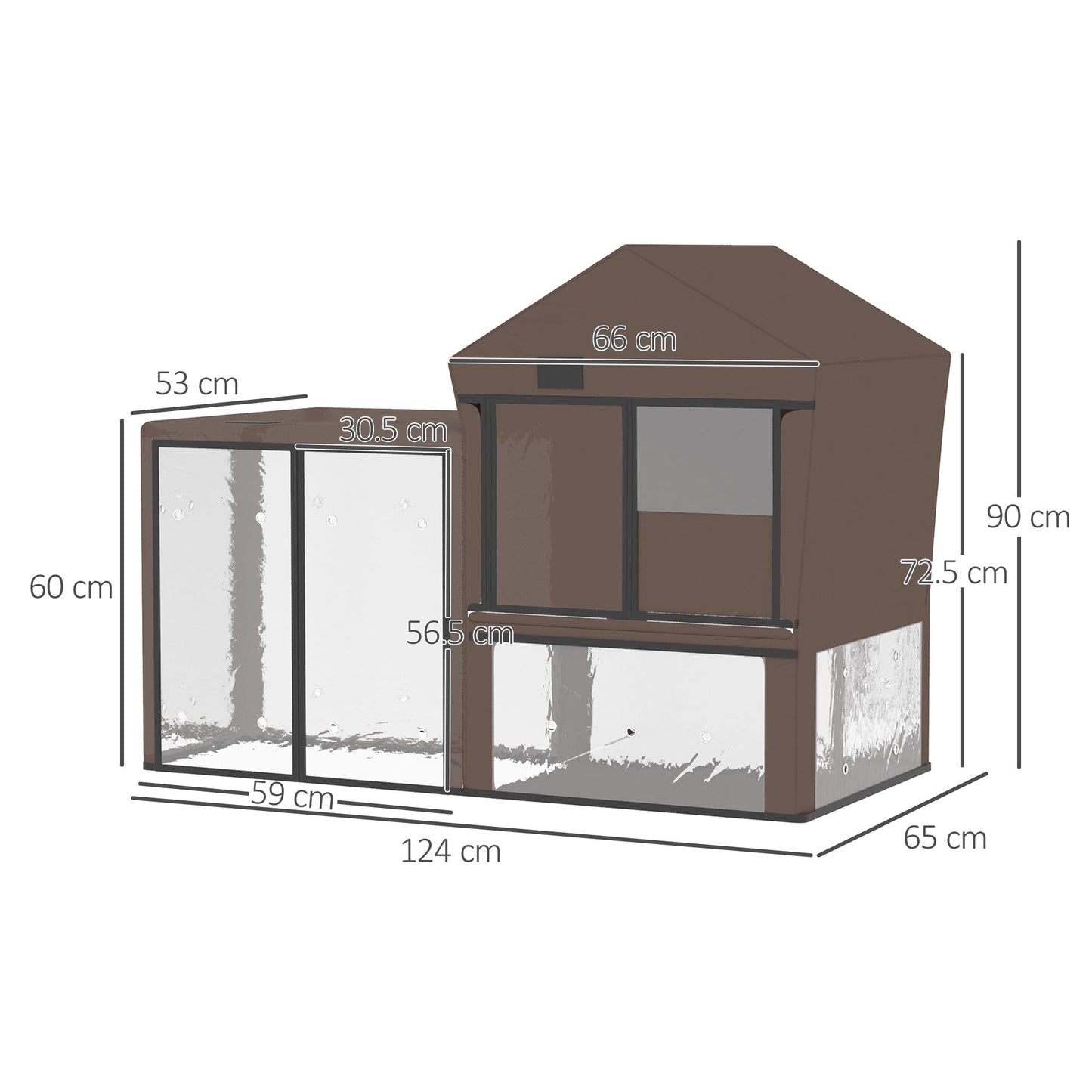 PawHut Rabbit Hutch Cover, wodoodporny ochraniacz klatki dla zwierząt, oddychający pokrowiec na klatkę dla świnki morskiej - brązowy