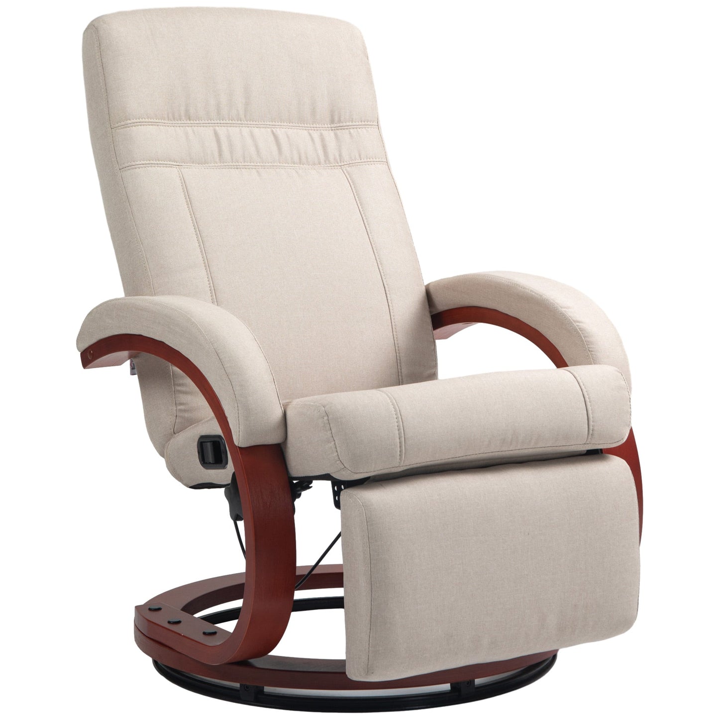 HOMCOM 135 Manual Reclining Swivel Chair, with Footrest - Beige
