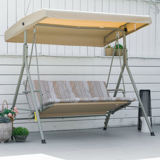 Outsunny Three-Seater Garden Swing Seat in Light Brown, image 2