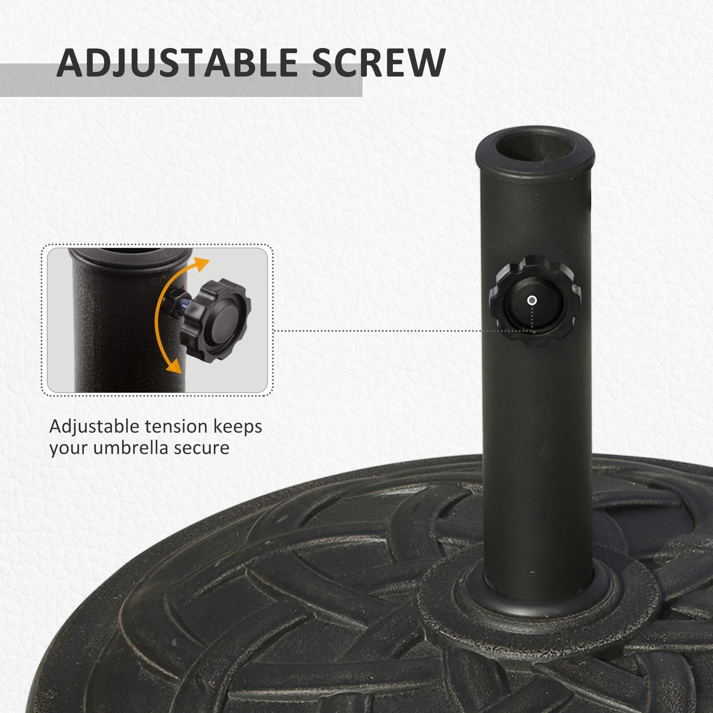 Outsunny 19KG Resin Umbrella Base Garden Parasol Base Stand Round Sun Shade Holder Suitable For Pole Between â38mm to â48mm