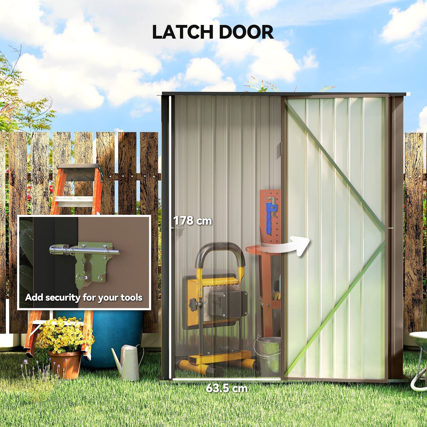 Outsunny 5.3 x 3.1ft Corrugated Steel Garden Shed - Brown