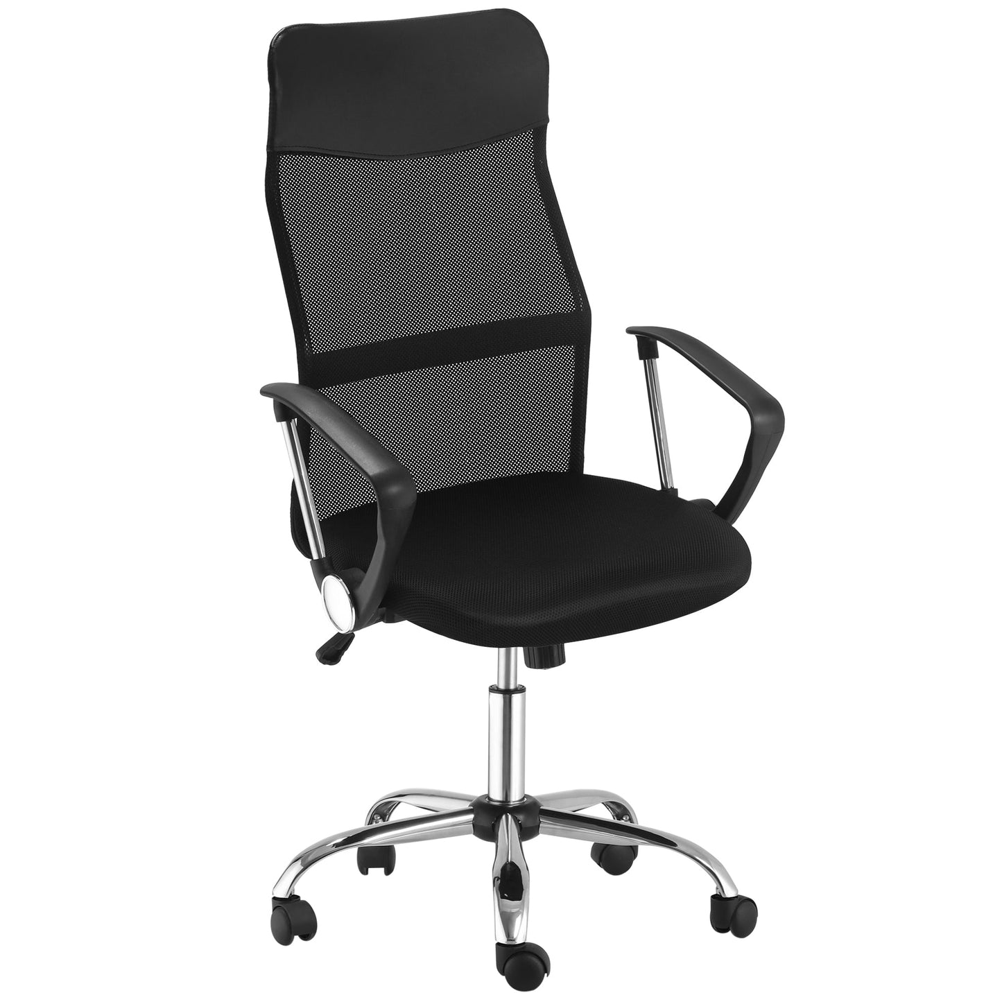 HOMCOM Ergonomiczne krzesło biurowe Siatkowe krzesło z regulowaną wysokością i funkcją pochylenia Czarne