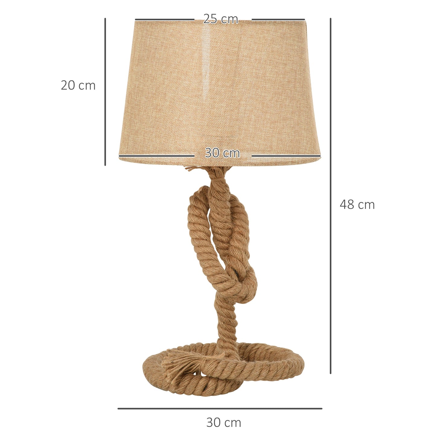 HOMCOM Lampa stołowa w stylu marynistycznym z abażurem z tkaniny, metalowa rama, wyłącznik zasilania, 54 cm Lampa biurkowa do domu, sypialnia, salon, gabinet, podstawa E27, beżowa