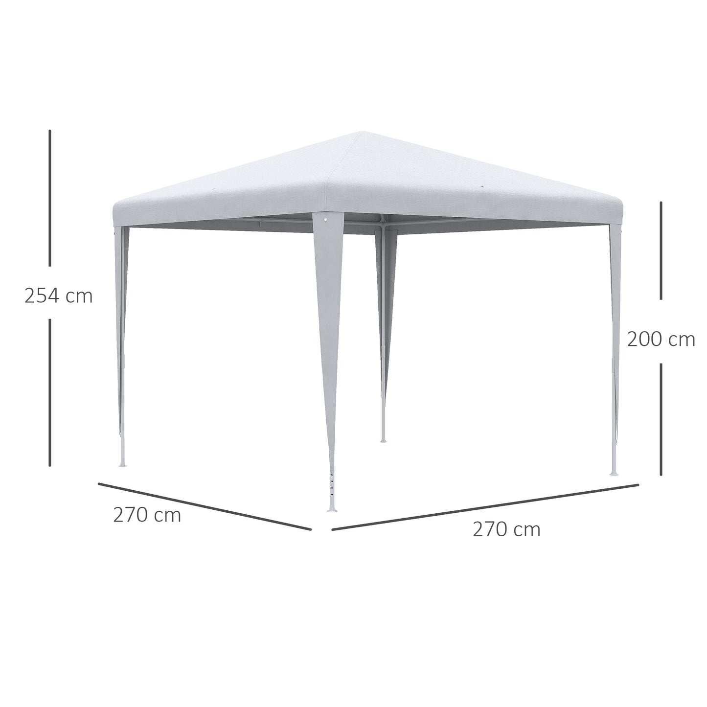 Outsunny 2,7m x 2,7m altana ogrodowa namiot imprezowy baldachim ślubny na zewnątrz (biały)