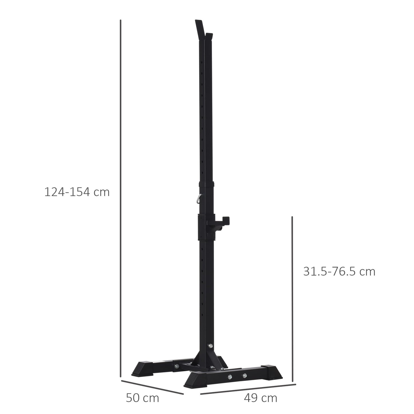 HOMCOM Adjustable Squat Rack, Weight Strength Training Bench Press Rack Weight Bench Supporter for Home Gym Exercise, Max Load 150kg, 124-154cm