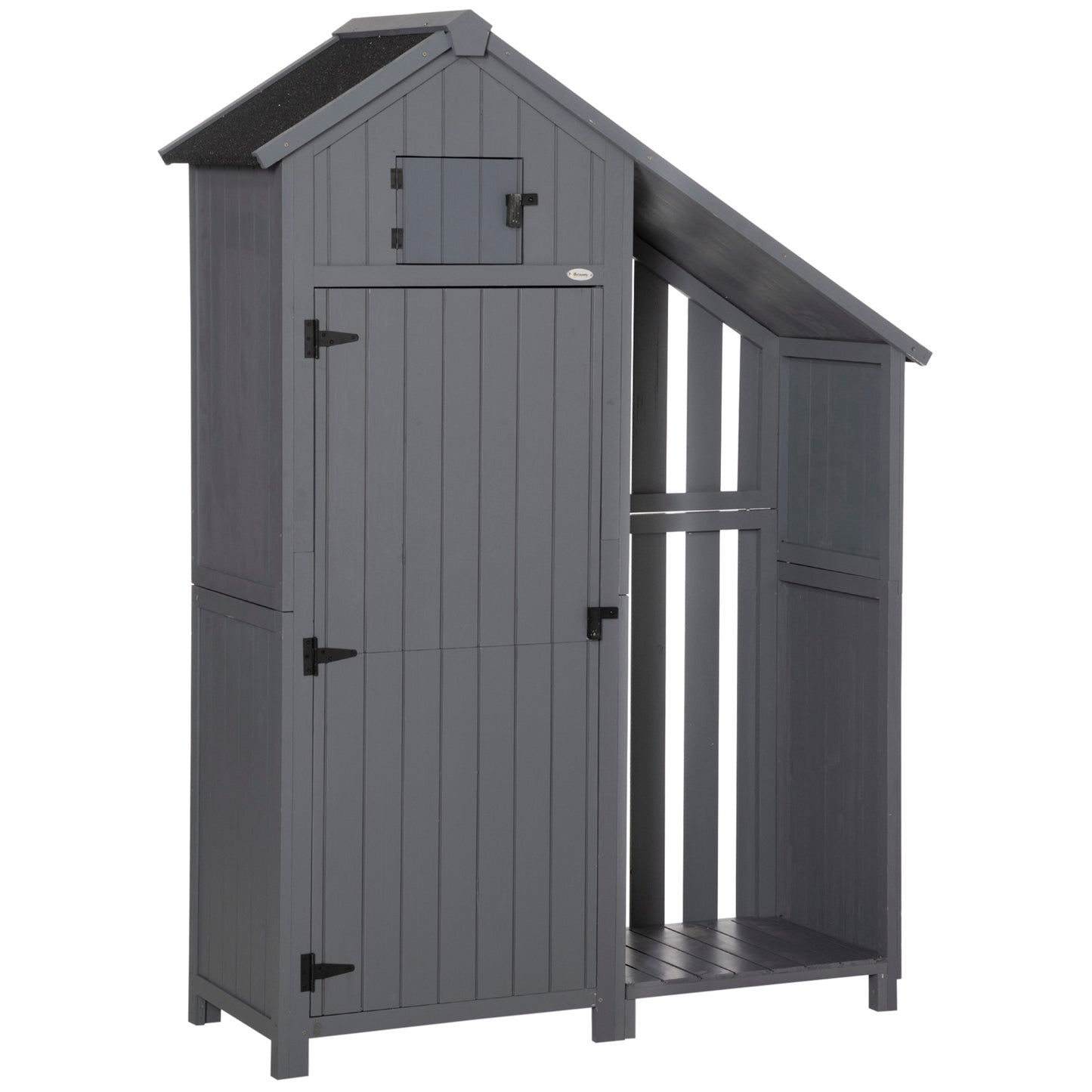 Outsunny Garden Outdoor Storage Shed Outdoor Tool Shed z 3 półkami i uchylnym dachem, 129x51,5x180 cm, szary