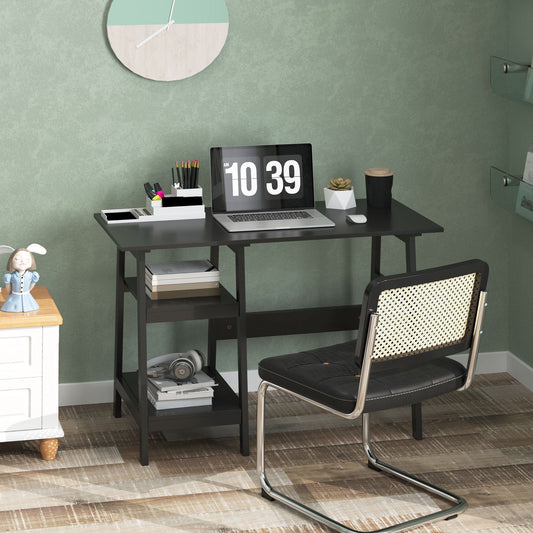 HOMCOM Compact Computer Desk with Storage Shelves, Study Table with Bookshelf, PC Table Workstation for Home Office, Study, Easy Assembly, 106 x 51cm, Black