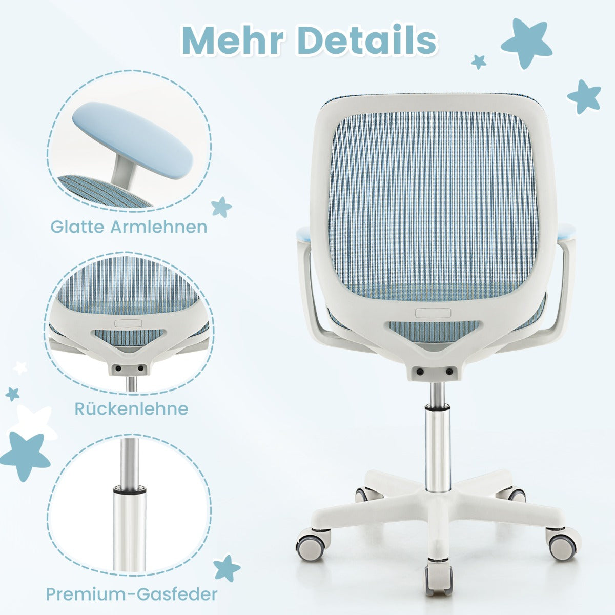 Swivel Mesh Children Computer Chair with Adjustable Height-Blue