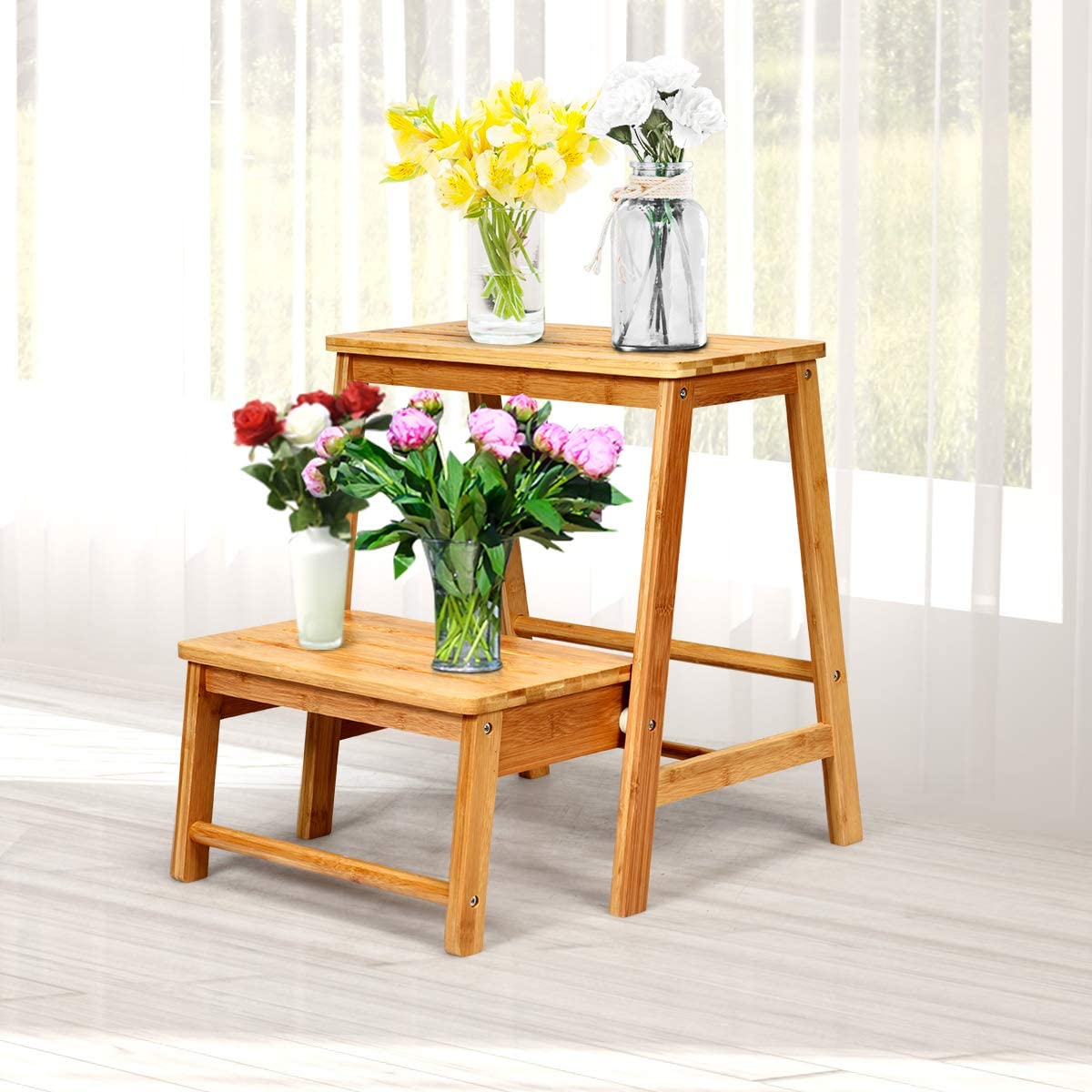 Bamboo Footstool with 2 Steps