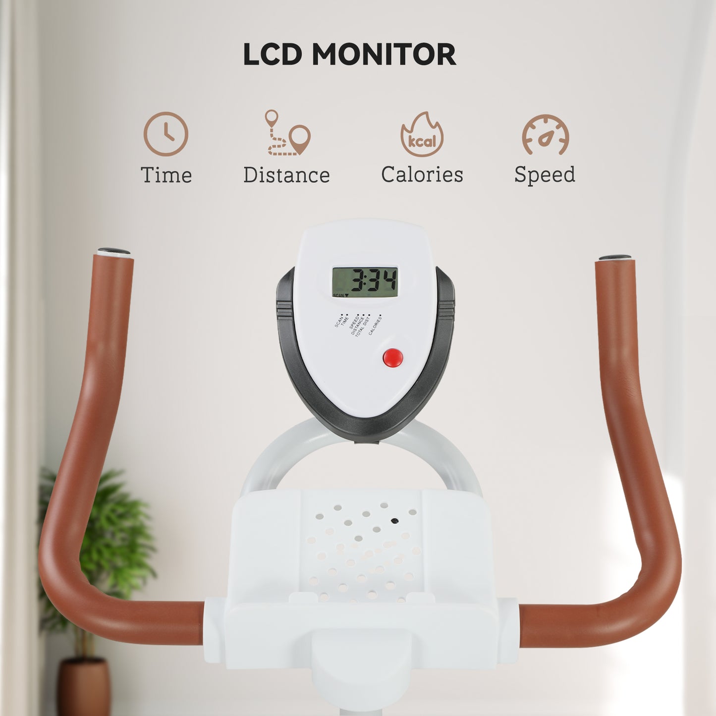 Rower treningowy SPORTNOW Indoor, cichy rower stacjonarny, stylowa maszyna rowerowa z regulowanym siedziskiem i oporem, monitor LCD, uchwyt na tablet, do ćwiczeń kardio w domowej siłowni, biały