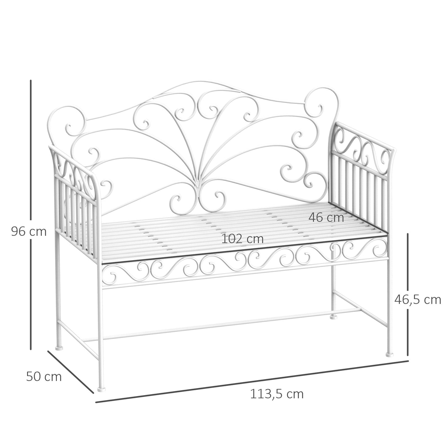Outsunny Heavy-Duty Garden Bench-White