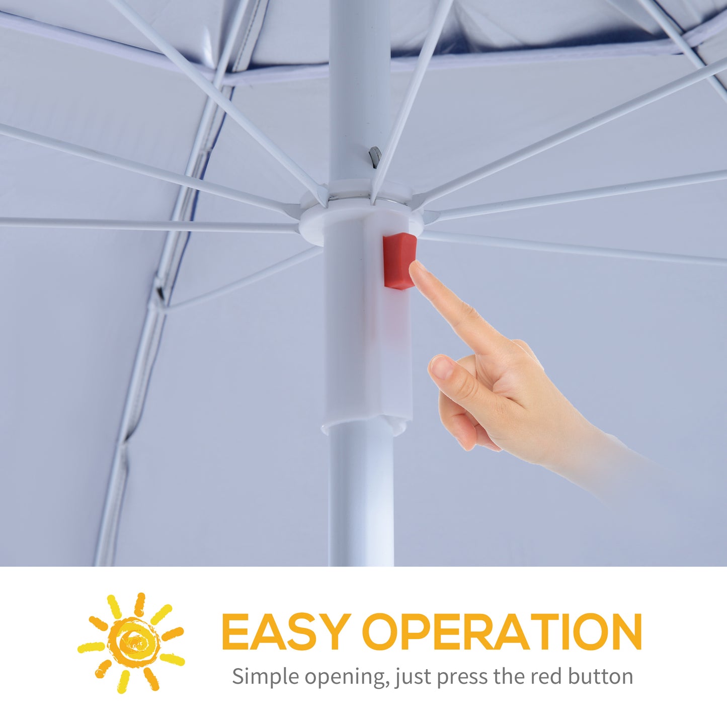Outsunny 2m UV Protection Fishing Beach Umbrella Brolly Shelter w/ Side Panel Tent Blue