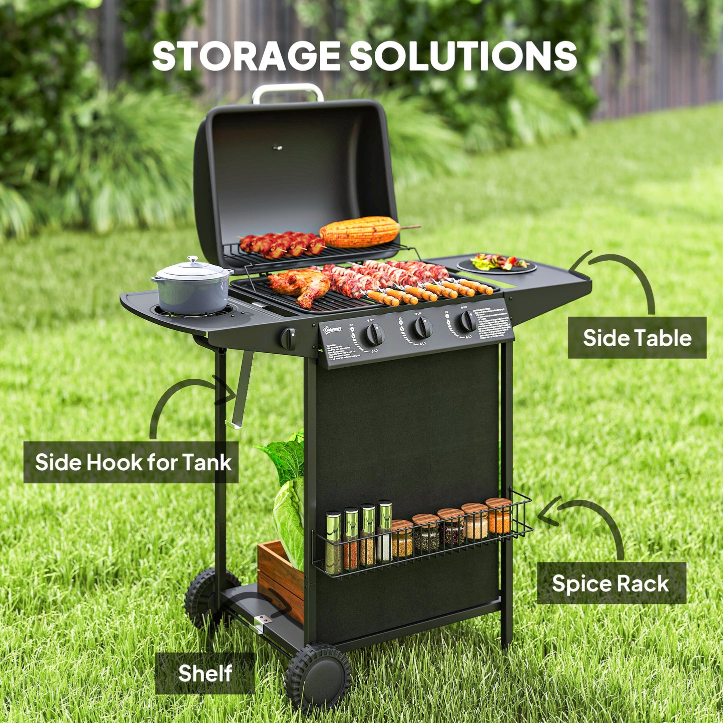 Grill gazowy Outsunny Four Burner BBQ – czarny