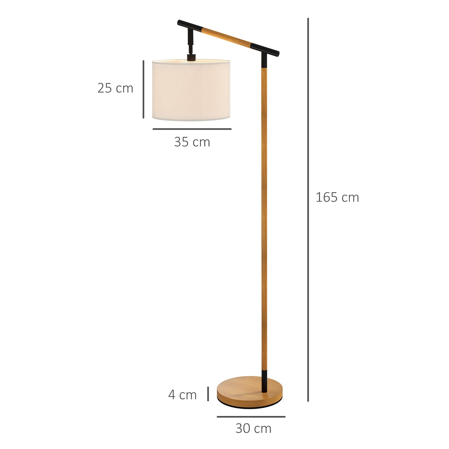 Lampa podłogowa HOMCOM z metalową ramą i obrotowym kloszem 350°, do salonu i sypialni, z żarówką LED w zestawie, brązowa