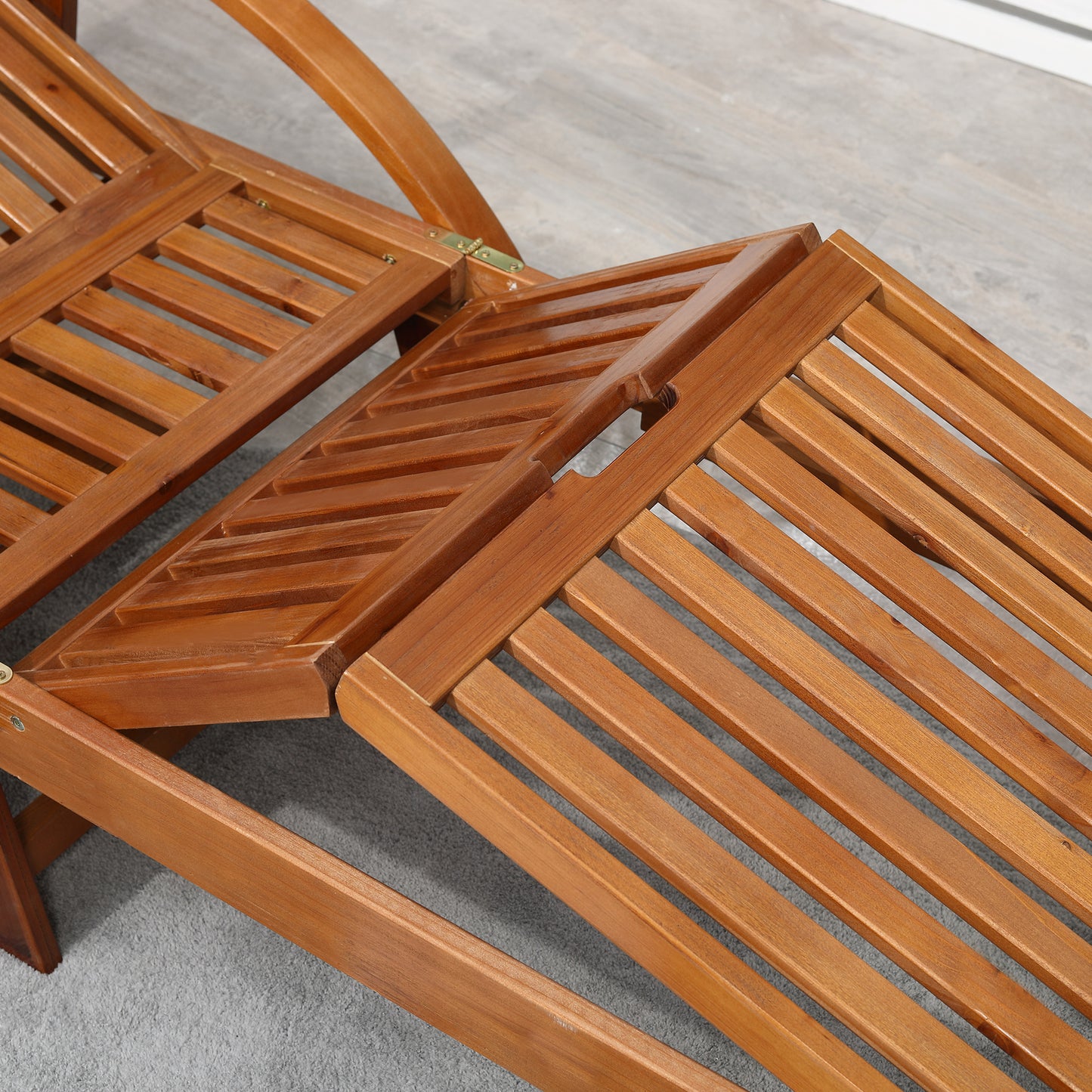 Outsunny Outdoor Garden Patio Drewniany leżak składany leżak z funkcją rozkładania, łóżko dzienne z kółkami