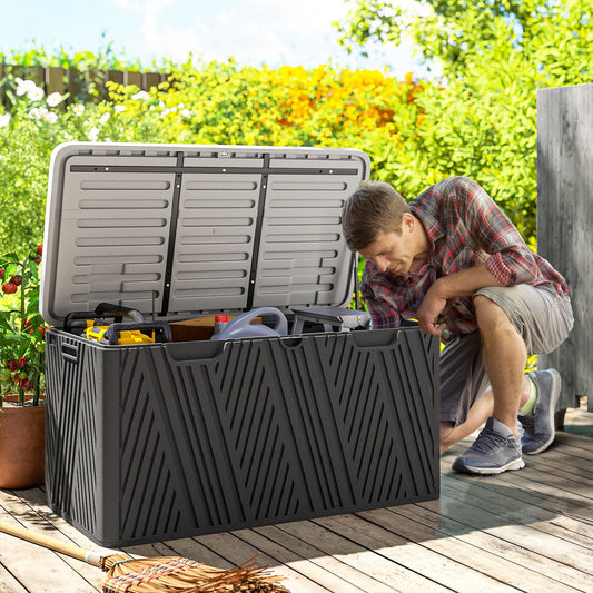Outsunny 380L Waterproof Outdoor Storage Box, with Lockable Lid - Black