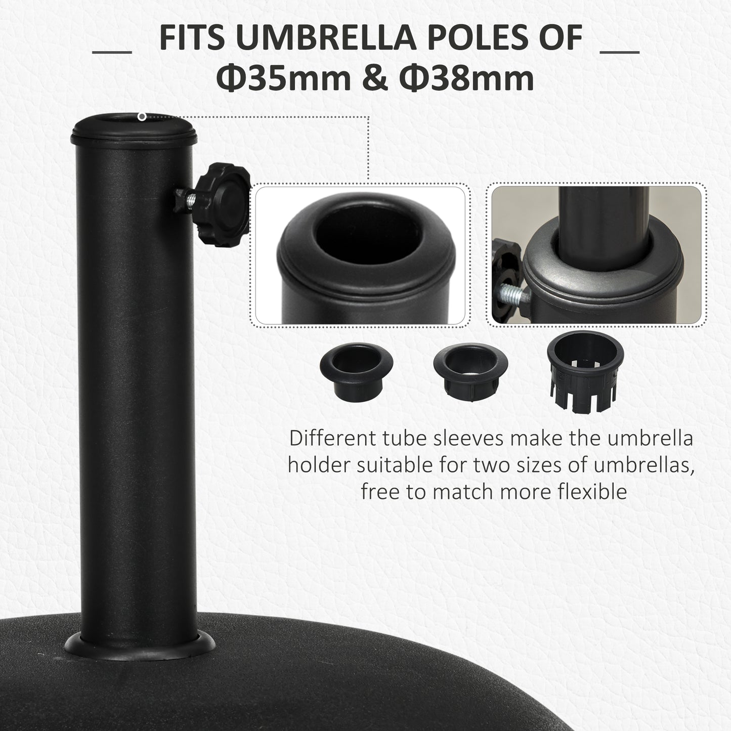 Outsunny Heavy Duty Cement Parasol Umbrella Base 20kg Patio Stand Garden Outdoor Shade Holder Round