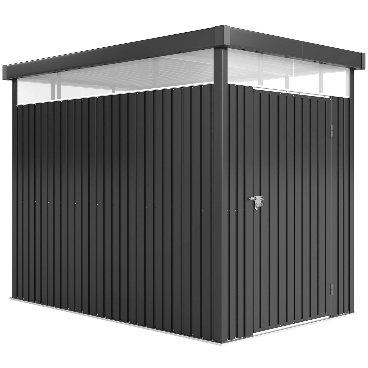 Outsunny 5,3 x 8,5ft ocynkowana stalowa szopa ogrodowa, metalowa szopa z oknami dachowymi, otworami zapobiegającymi przeciekom i zamykanymi szerokimi drzwiami do przechowywania narzędzi na patio