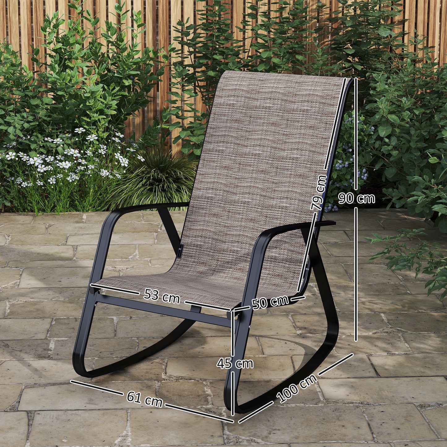 Outsunny Rocking Garden Chair - Jasnobrązowy