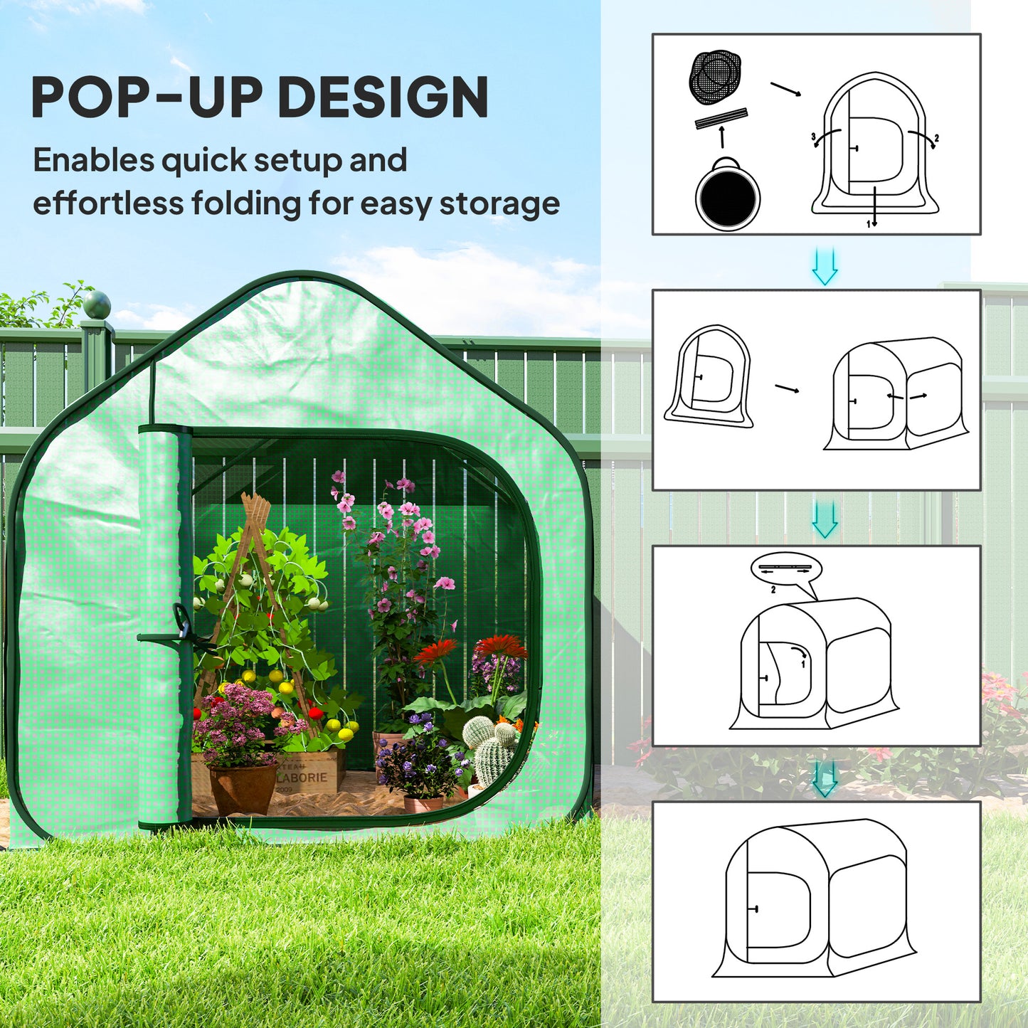 Szklarnia typu pop-up Outsunny 150 x 148 cm - zielona