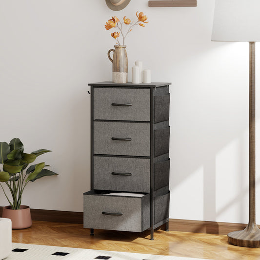 HOMCOM Chest of Four Fabric Drawers - Charcoal Grey