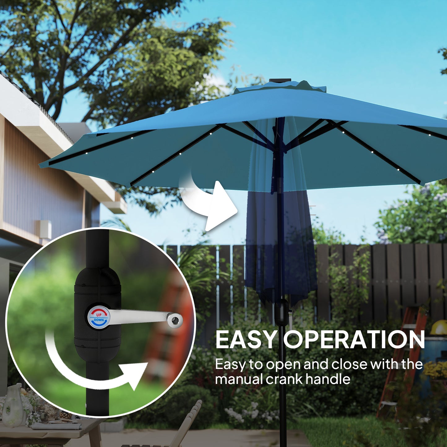 Outsunny 2,7m Parasolka LED Light Parasol - Niebieski