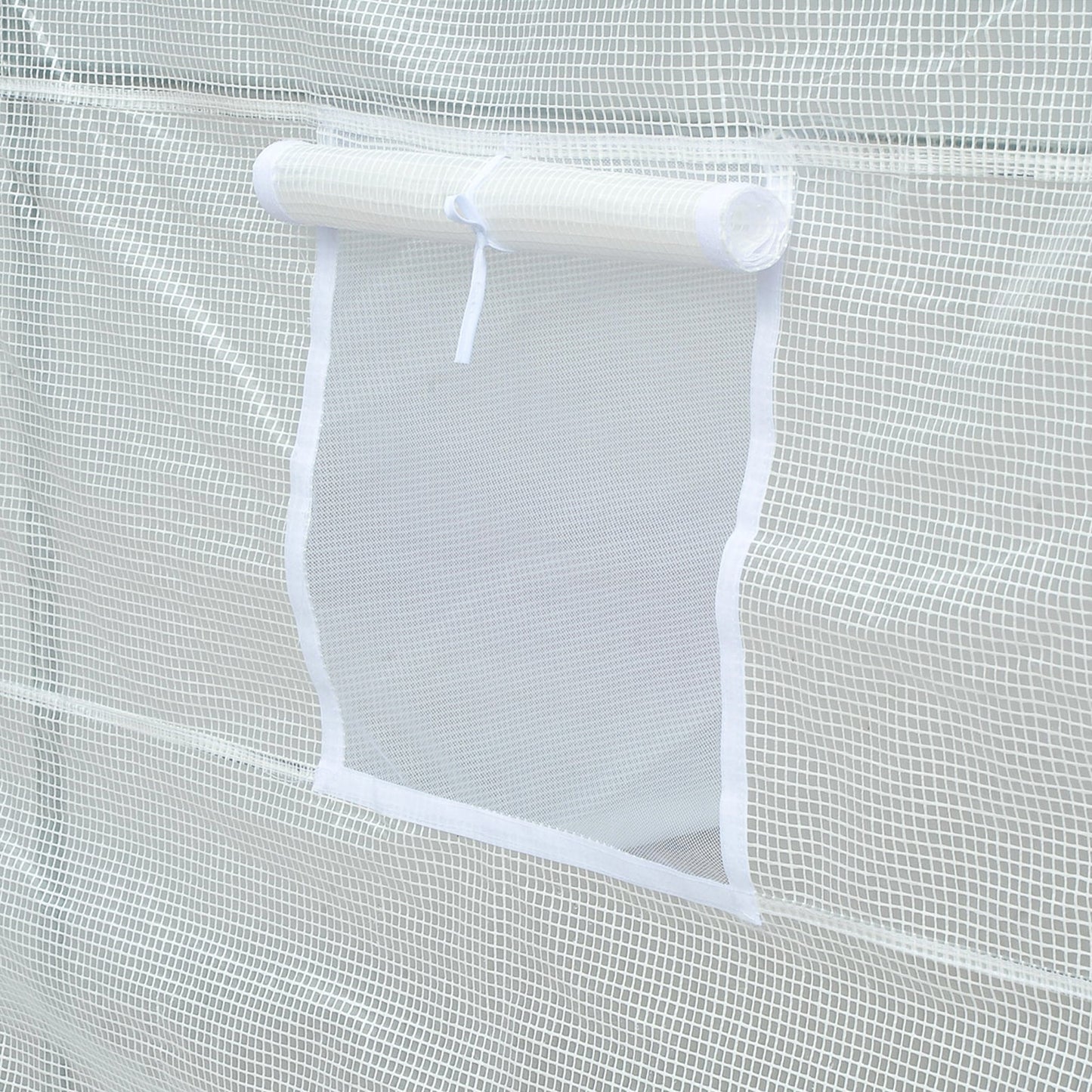 Outsunny 3.5 x 2 x 2 m Polytunnel Greenhouse, Walk-in Green House for Garden with Mesh Windows, Galvanised Steel Frame, White