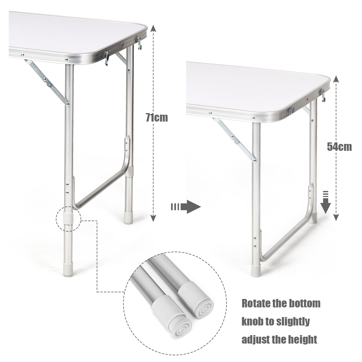 Portable Outdoor Aluminum Picnic Table with Zippered Storage Organizer for BBQ/Party
