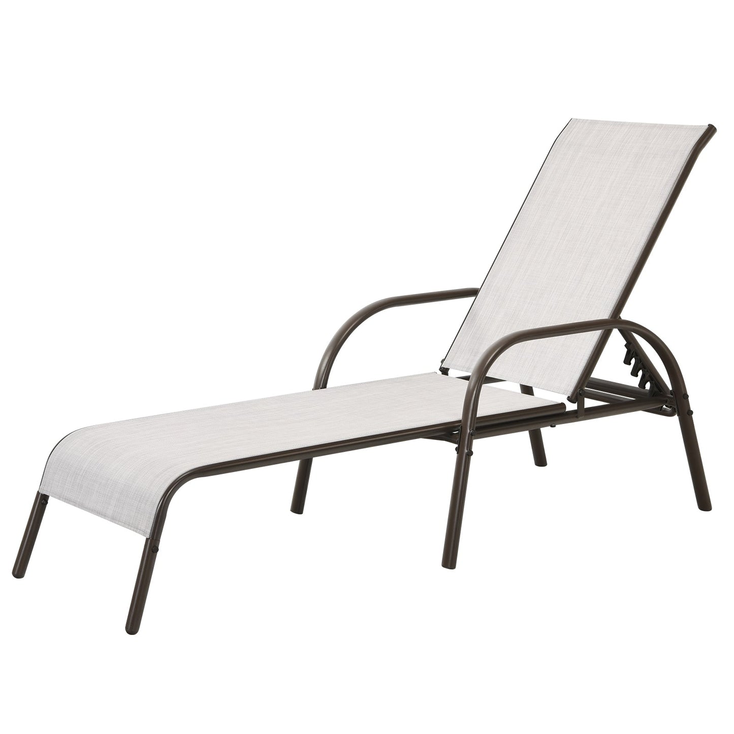 Adjustable Patio Chaise Outdoor Folding Lounge Chair with Adjustable Backrest-Gray