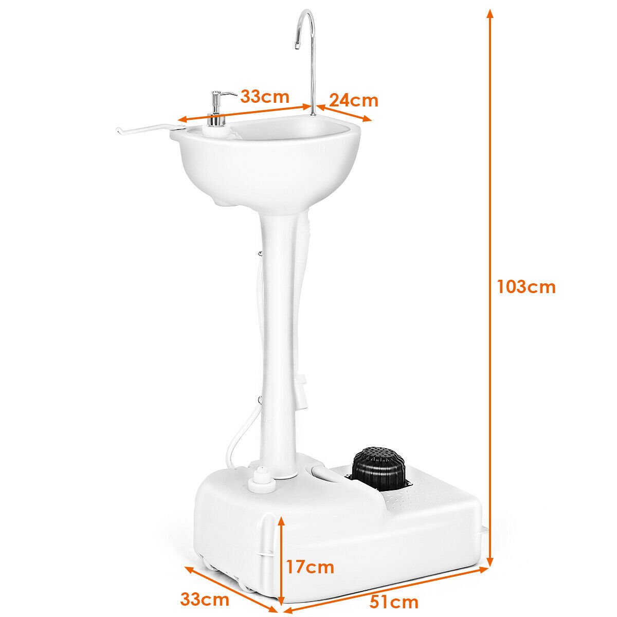 Portable Camping Sink with towel Holder and Rolling Wheels