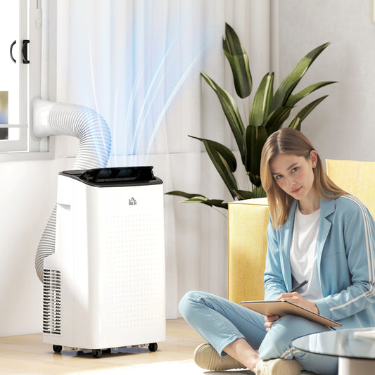 HOMCOM 14000 BTU Mobile Air Conditioner for Room up to 35m², Smart Home WiFi Compatible, with Dehumidifier, Fan, 24H Timer