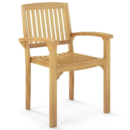 Outdoor Patio Chair with Slatted Seat and Curved Seat