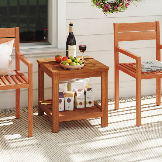 Outdoor Side Table 2-Tier Versatile End Table Accent Table