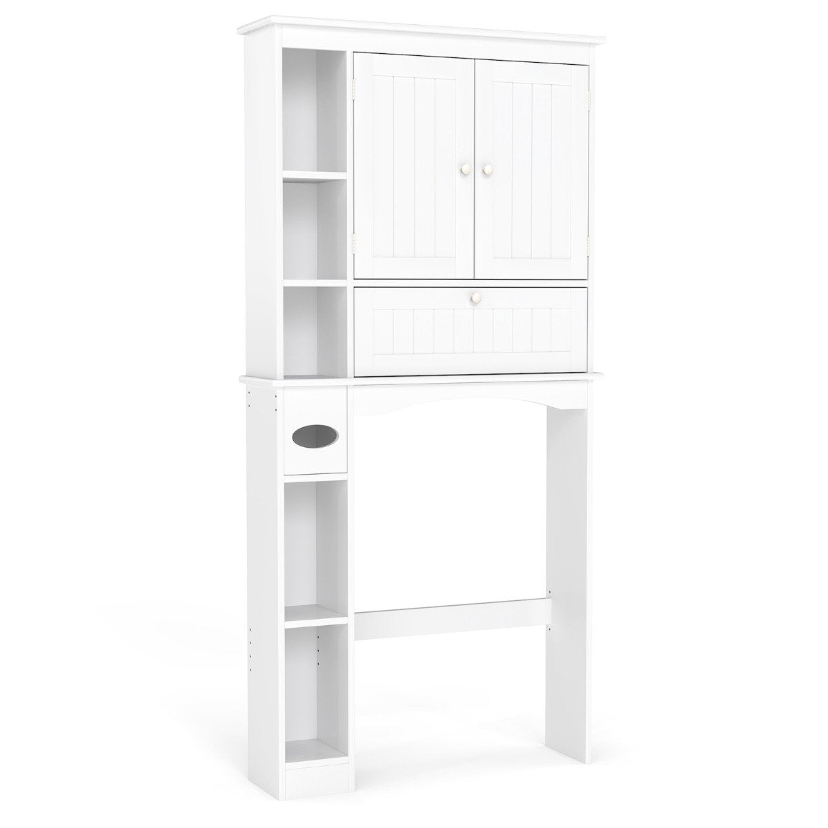 Over the Toilet Storage Cabinet with Adjustable Shelf and Bottom Bar-White