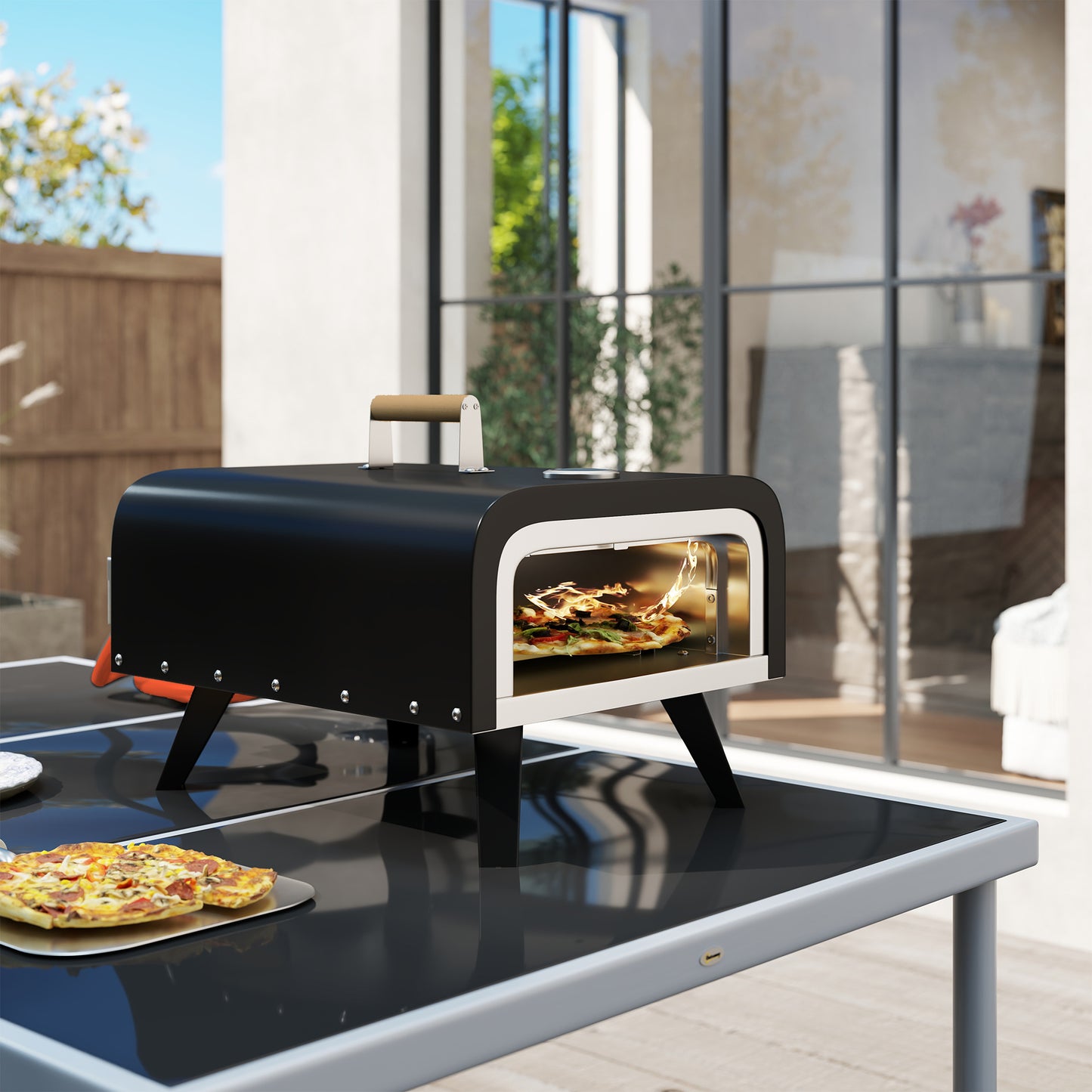 Outsunny Gas Powered 12" Piec do pizzy - Czarny