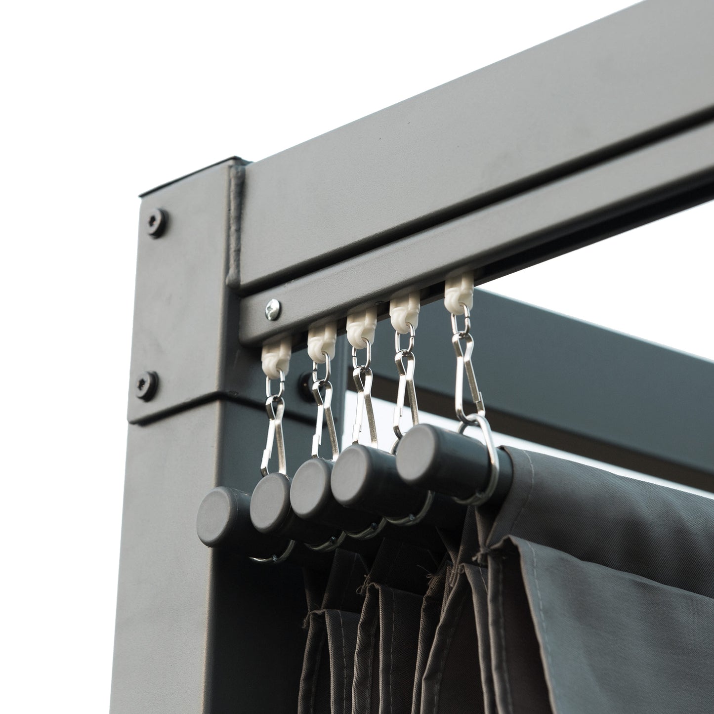 Pergola ogrodowa Outsunny 4 x 3(m) z metalu z rozsuwanym dachem, altana ogrodowa z otworami drenażowymi do ogrodu, na patio, trawnik, szara