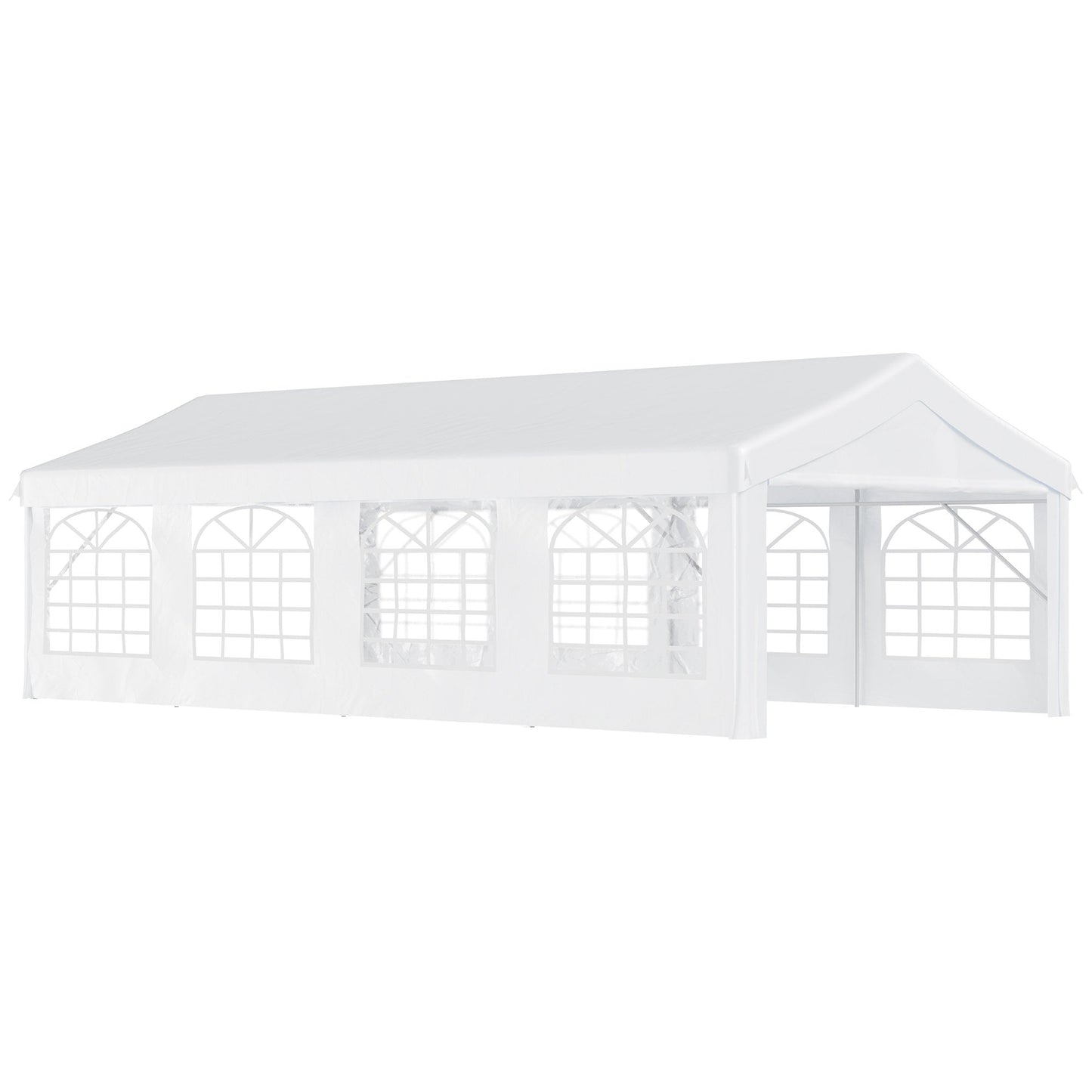 Outsunny 8m x 4m Garden Gazebo Marquee Wedding Shelter Level 4 Wind Protection, White