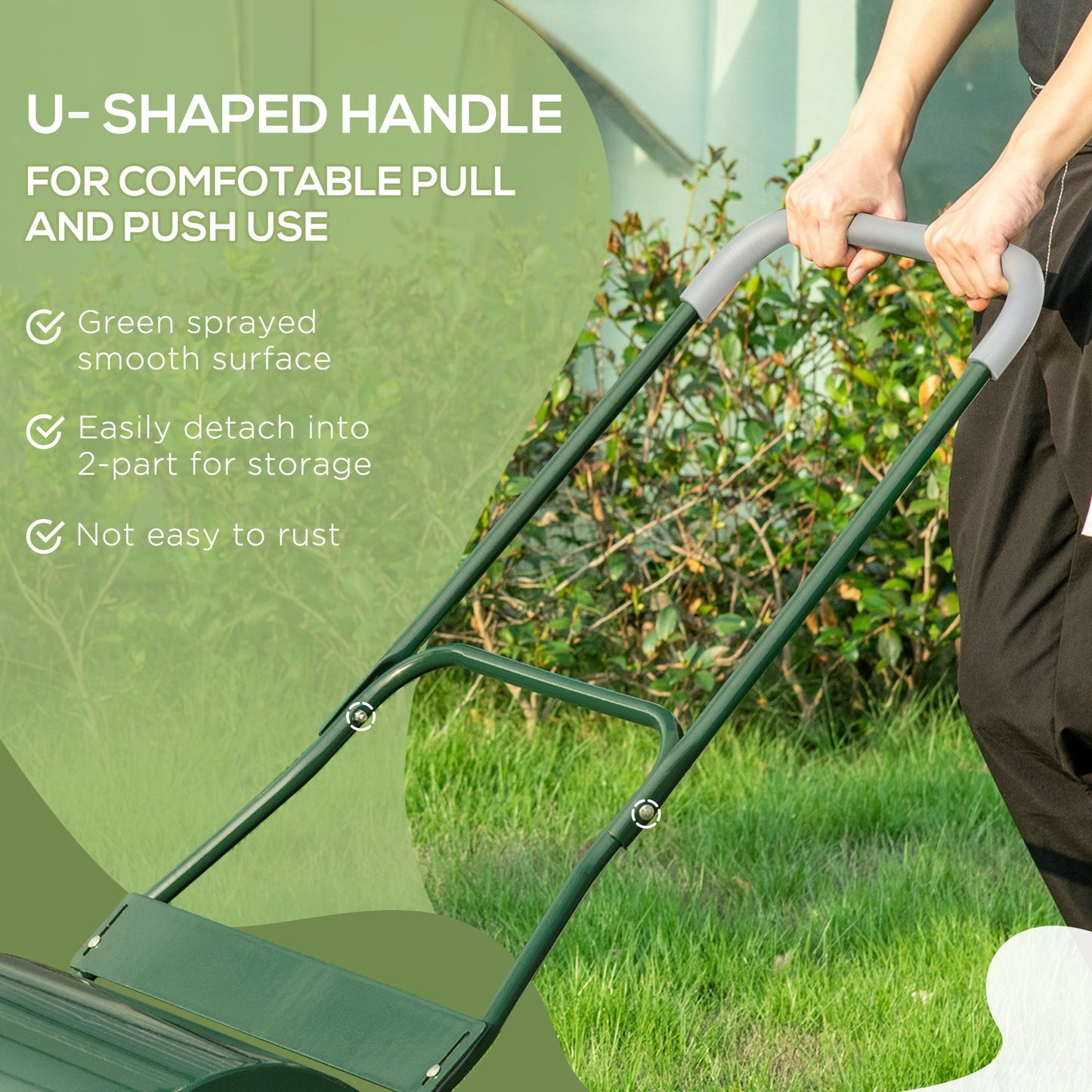 Outsunny 40L Garden Lawn Roller, Water Sand Filled Outdoor Grass Roller, â32cm Heavy Duty Metal Lawn Push Rolling Tool for Grass Seeding, Soil Levelling, Green